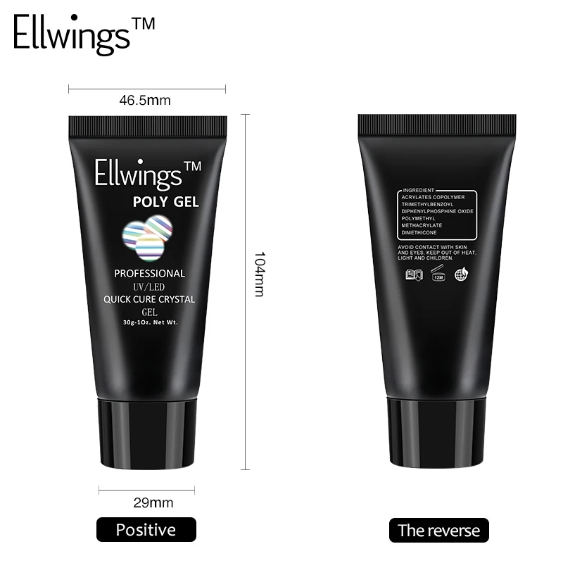 Набор полигеля Ellwings 6 шт. быстрое наращивание прозрачная жвачка камуфляжная