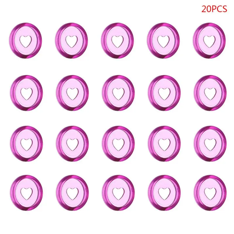 

20pcs 24mm Transparent Heart Binder Rings Mushroom Hole Loose Leaf Notebook Disc
