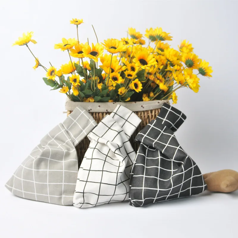 

Простой Холст Сумка на запястье из хлопка и льна ходьбы изгиб мобильный телефон карман для ключа решетки серии завязывать пакет Кошелек для...