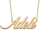 Женское Ожерелье с именем Adele, ювелирное изделие из нержавеющей стали с покрытием из 18-каратного золота, бриллиант, подарок для матери или девушки