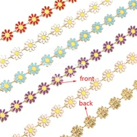 1m stainless steel 10mm white blue pink enamel daisy flower chain for women necklace bracelet waist body jewelry making 5 colors