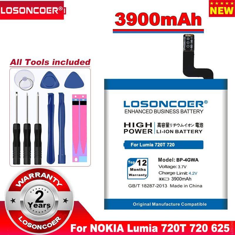 LOSONCOER новейший аккумулятор емкостью 3900 мАч для NOKIA Lumia 720T 720 625 625h|battery for nokia|battery