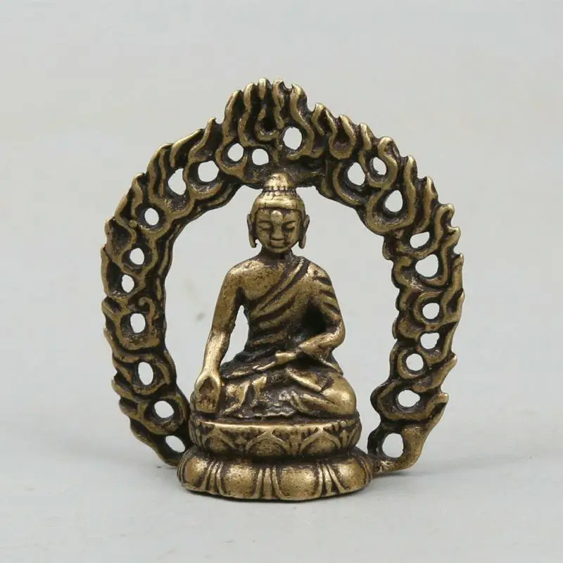 

38 мм/23 г собирать витринный антикварный Китай Бронза, буддизм Шакьямуни, татхагата Будда Кулон Статуи для украшение для дома украшения