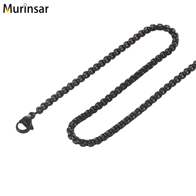 Men's Stainless Steel Necklace Width 3/4mm Round Box Link Chain High QualityFashion Women Stainless Steel Jewelry Gift