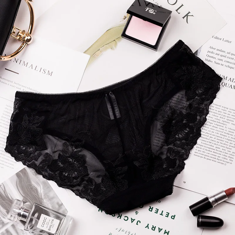 Трусики женские хлопковые с вышивкой и бантом заниженной талией | Женская одежда