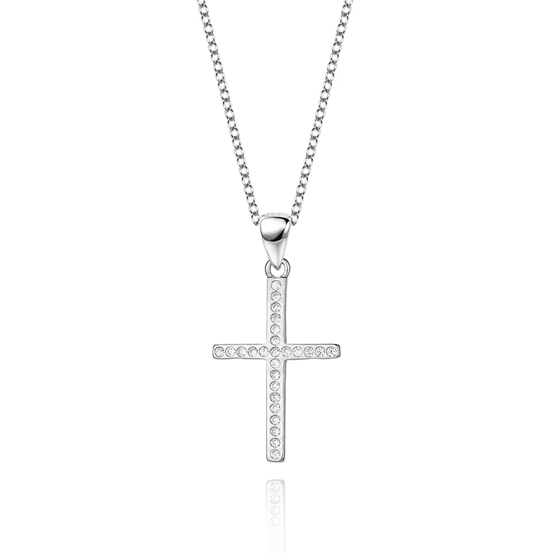 

s925 Sterling Silver Micro Inlay Simplicity Cross Jewelry Pendant Christian Believers in jesus Classic Necklace for women