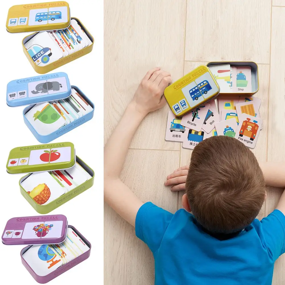 Детские познавательные пазлы игрушки для малышей железная коробка карты