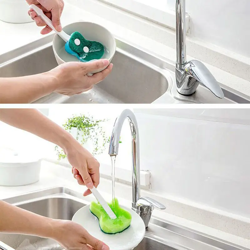 

1pc Guitar Shape Sponge Cleaning Brush Double Side Sponge Non-woven Cleaner Tool Washing Dish Washing Brush