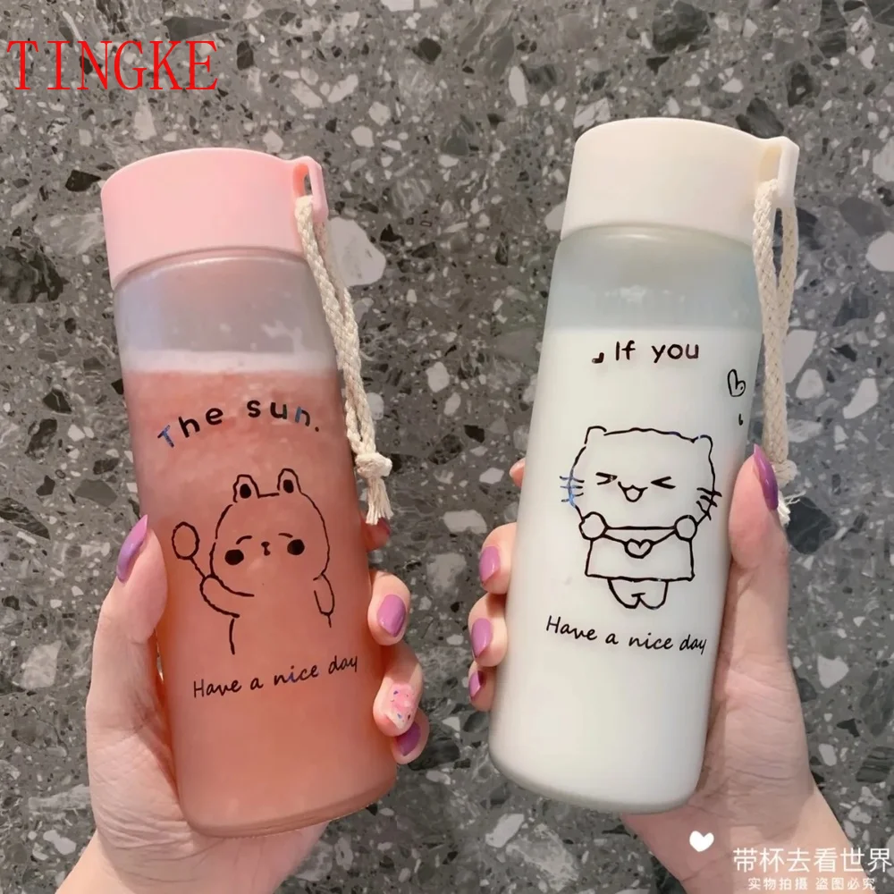 

420ML Korean Version of Frosted Glass Cup Female Student Portable Net Red Handy Cup Cute Home Girlfriends Handy Cup