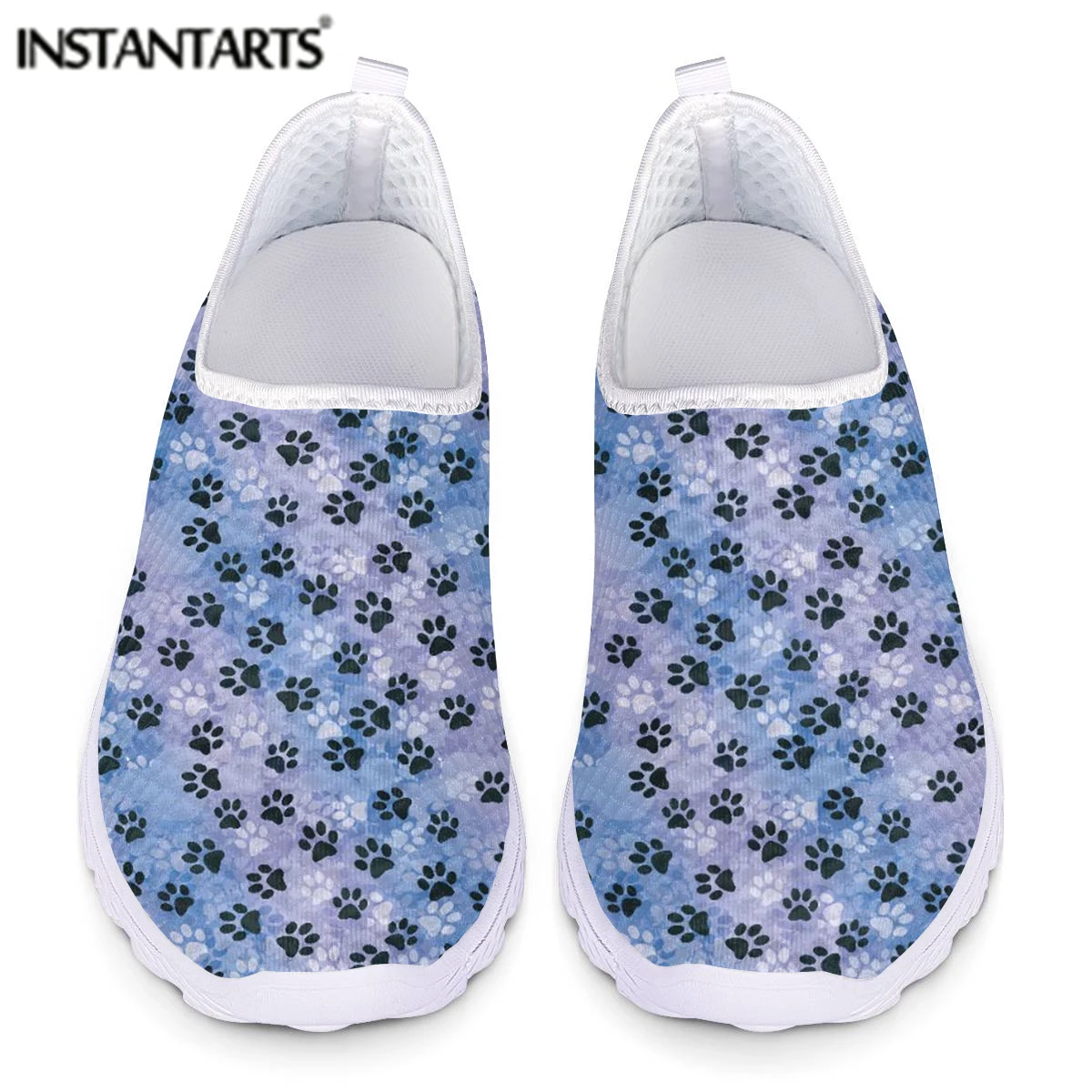 

INSTANTARTS Fashion Blue Dog Paw Cartoon Pattern Girls Flat Shoes 2021 Hot Casual Slip-on Mesh Sneakers Breathable Loafers Hot