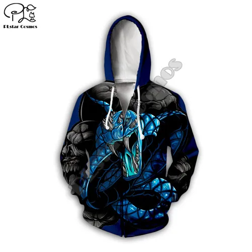 zip hoodie Новые мужские и женские толстовки на молнии с 3D принтом животных, фриков, змей, Триппи Харадзюку, толстовка, Модный пуловер с капюшоном, большие размеры, верхняя одежда - Цвет: zip hoodie