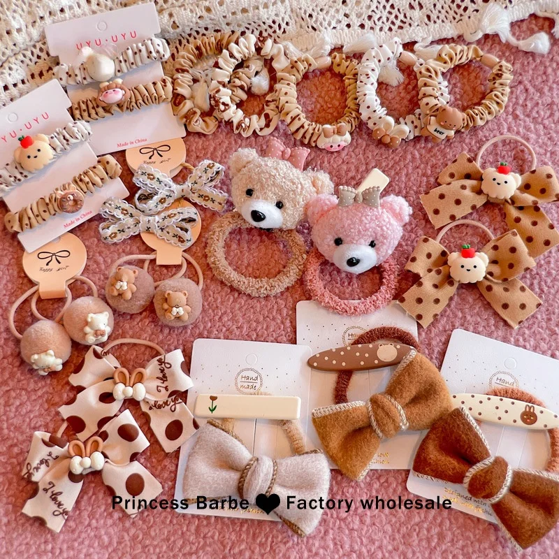

Детские заколки для волос с милым медведем для девочек, милые повязки на голову, заколки, модные теплые осенние аксессуары с бантом, подарки