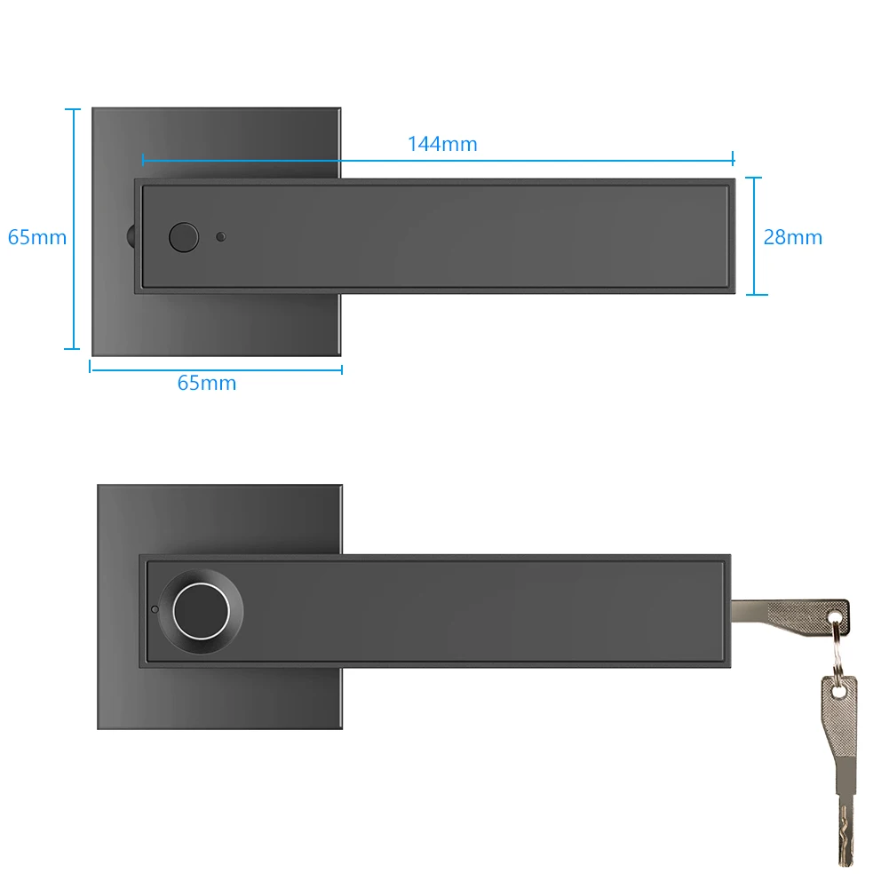 

F180 Electronic Smart Lock Semiconductor Security Biological Fingerprint Handle Lock Password with Keys for Home Office Bedroom