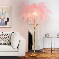 modern pink ostrich feather floor lamp nordic luxury indoor lighting free standing lamp for living room home deco standing lamp