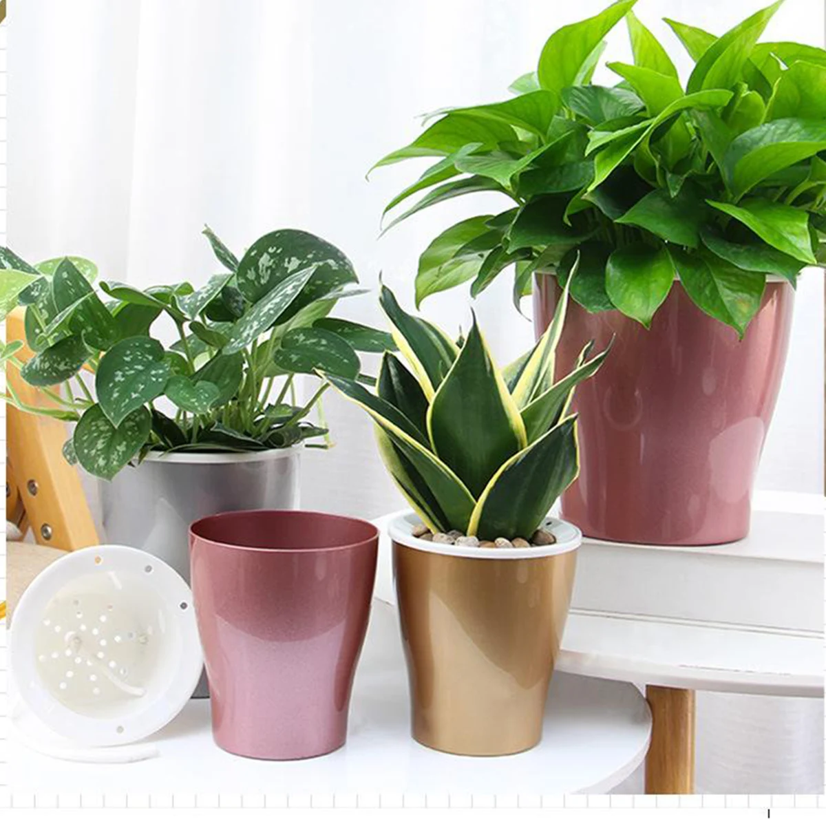 

Rose gold Pot Flower pot Lazy flower pot Removable inner pot Silver Pot