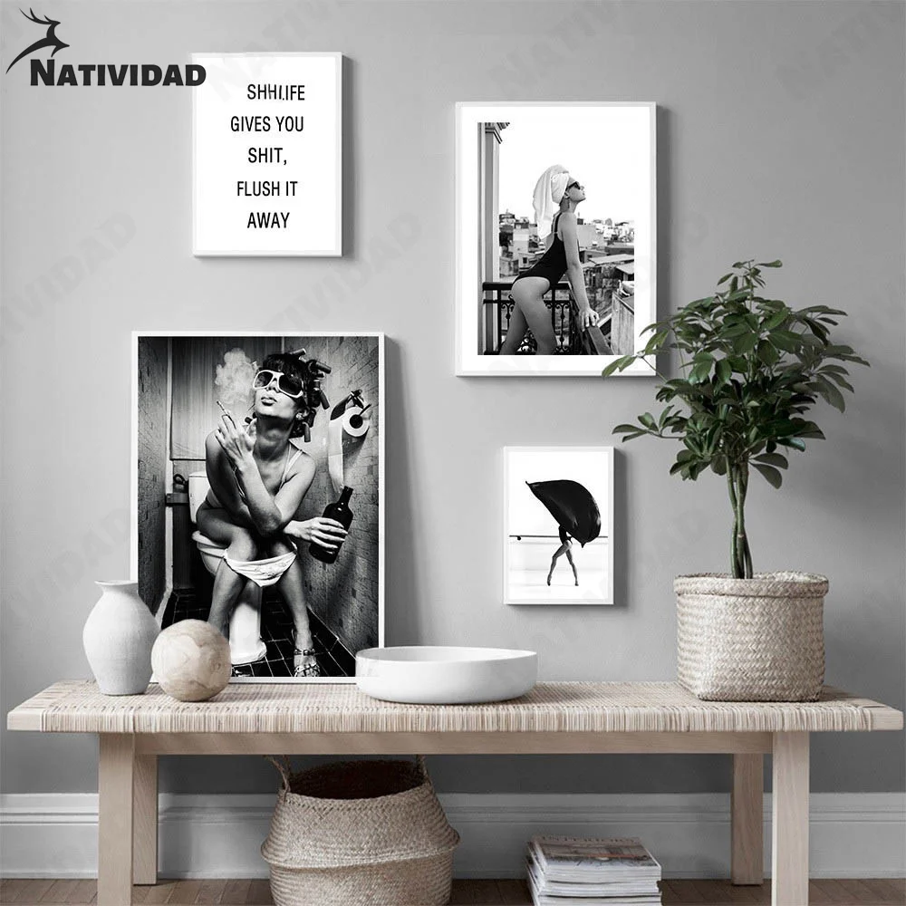 

Modern Black and White Picture Print Art Sexy Goddess Text Simple Bedroom Bathroom Home Decoration Paintings On The Wall