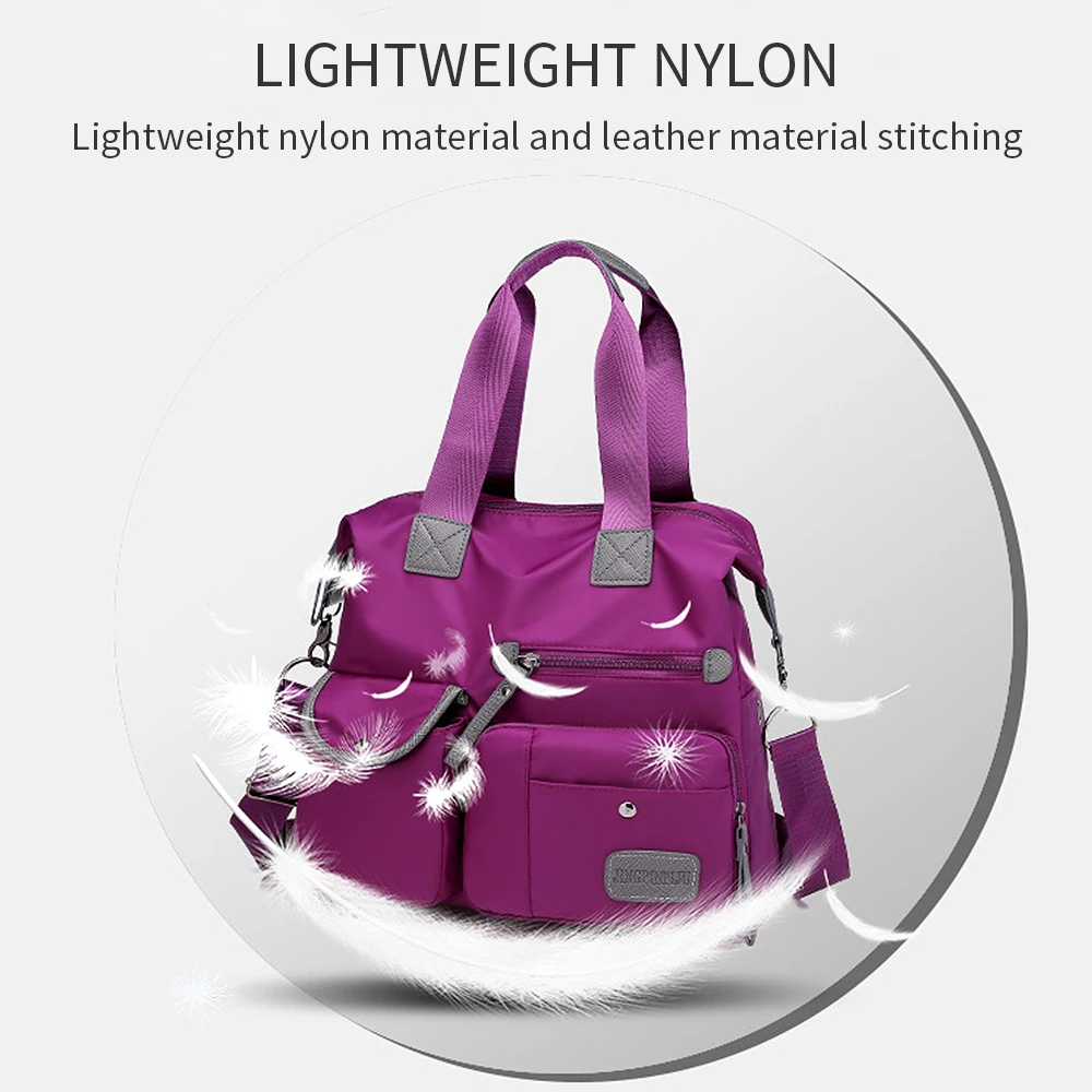 

Waterproof Women Nylon Oxford Handbag Shoulder Bag Large Capacity Style Crossbody Casual Messenger Bag Mummy Bag Metal Zipper