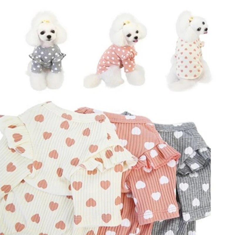 Милая Одежда для собак с принтом в форме сердца толстовка капюшоном маленьких