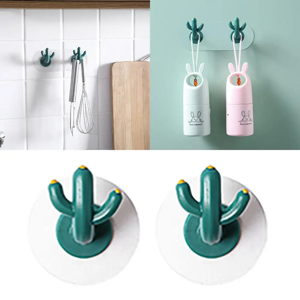 Самоклеящаяся настенная вешалка с изображением кактуса крючок для хранения