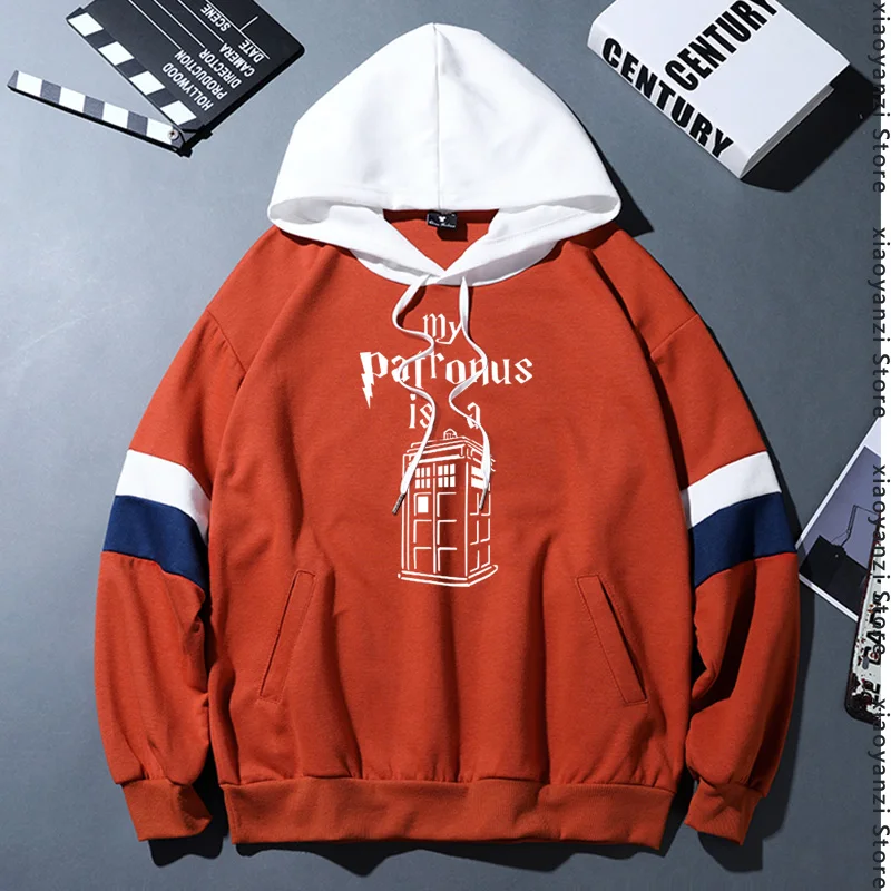 

Коллекция 2022 года, мой патрон-ТАРДИС, Полицейская шкатулка, одежда для пар, мужские и женские толстовки из 100% хлопка, свитшоты в стиле пэчвор...