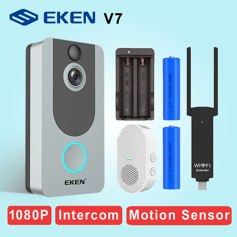 EKEN V7 door bell camera 1080P wifi doorbell IP Smart Wireless Security FIR Motion Detection Alarm Cloud storage house bell|Дверной