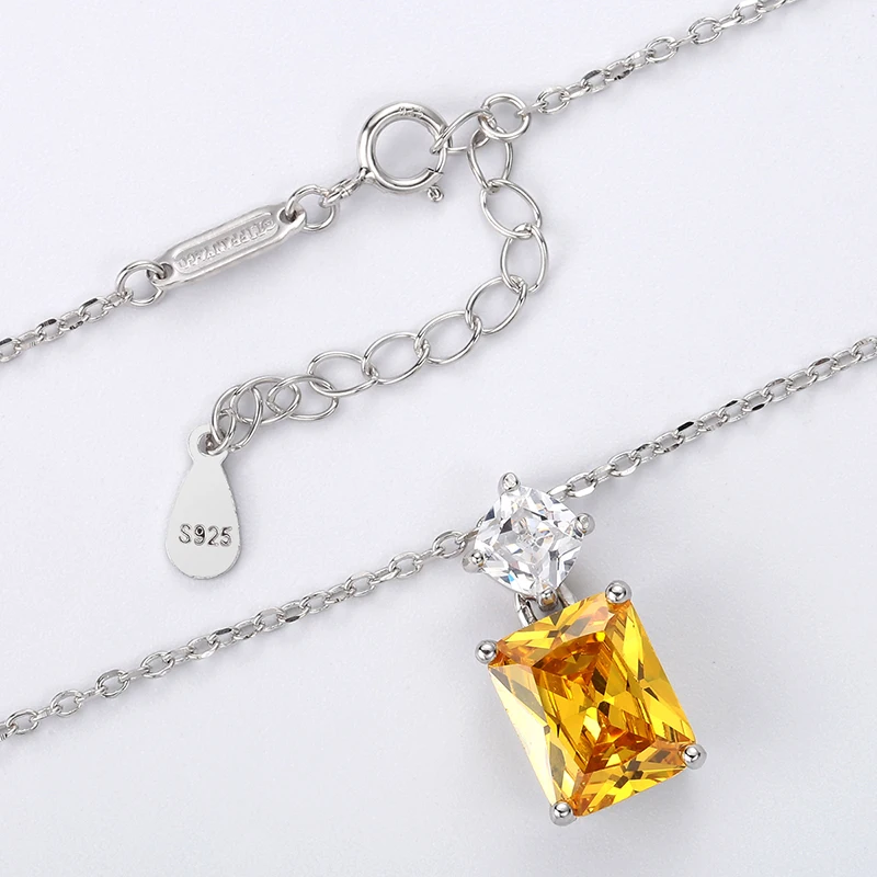

European and American style ladies luxury jewelry temperament square crystal pendant necklace wedding dinner party3