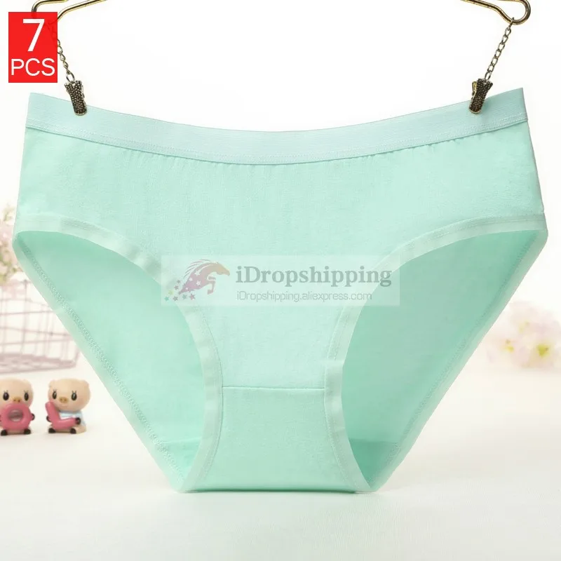 7LGreen 7PCS трусы женские предметов хлопок Для женщин нижнее белье Плюс Размеры брюки большой Для женщин s женские Трусики для девочек трусики малоэтажных трусы бесшовные трусы белье для женщин M~ 3XL - Цвет: 7LGreen