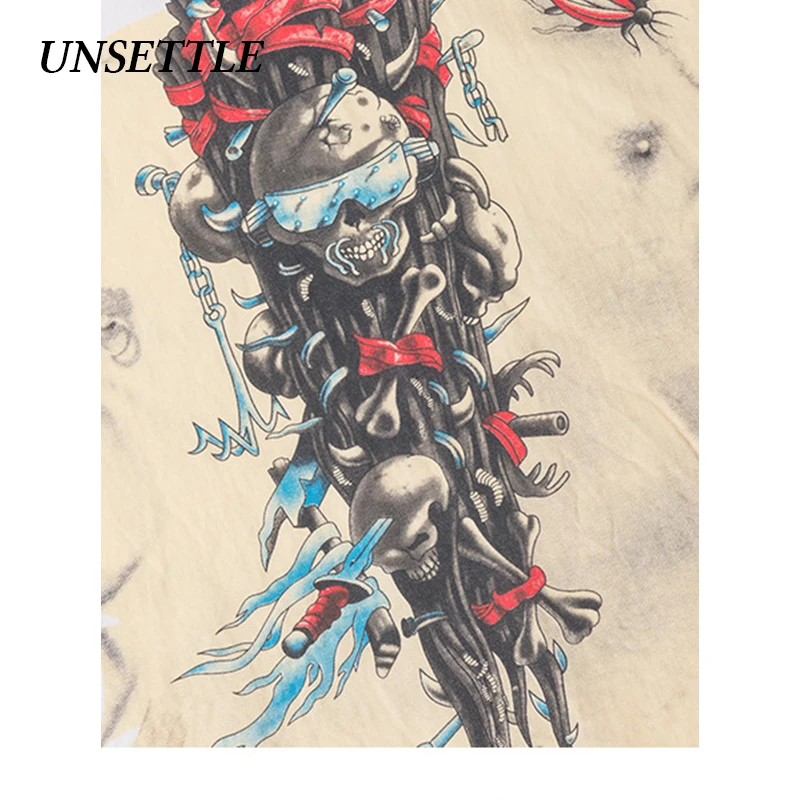 UNSETTLE 2020SS Harajuku летние мужские/женские футболки с принтом коротким рукавом
