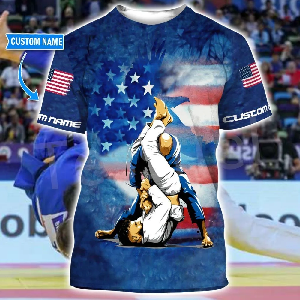 Tessffel Newest Sports Martial Arts Jujitsu Judo NewFashion 3DPrint Summer Streetwear Tee Short Sleeves T-Shirts Men/Women A1 | Мужская