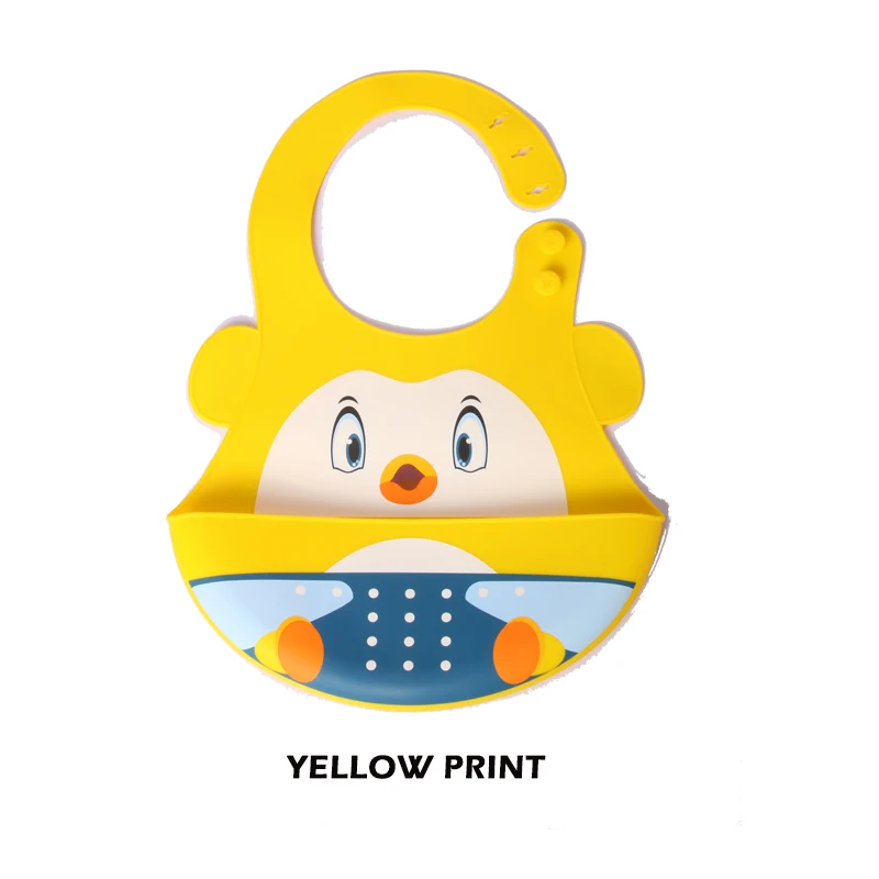 Силиконовые детские нагрудники водонепроницаемые кармашек для риса с принтом