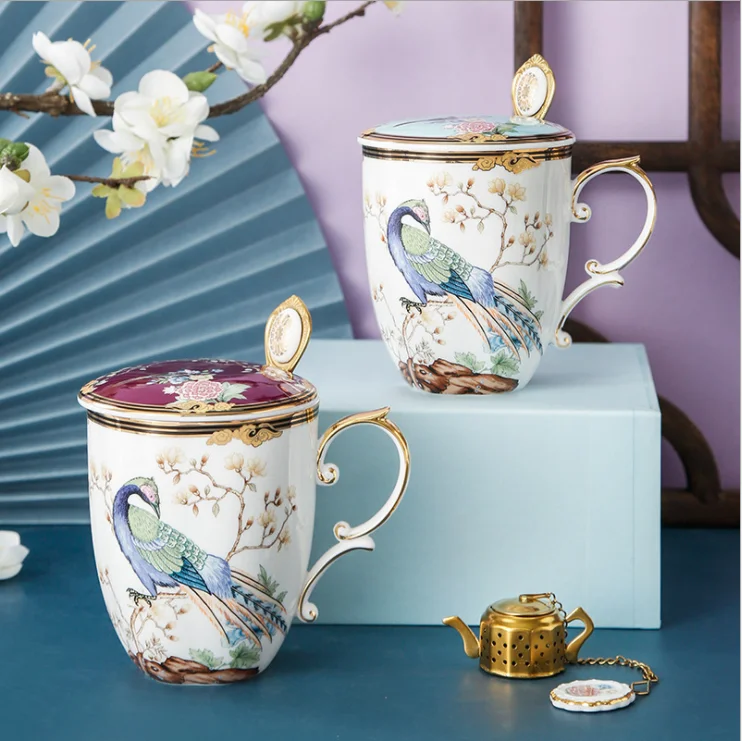 

China Luxury Luxury Bone China Mug Ceramic Breakfast Coffee Cup Afternoon Tea Cup Milk Mug ceramic mug with lid