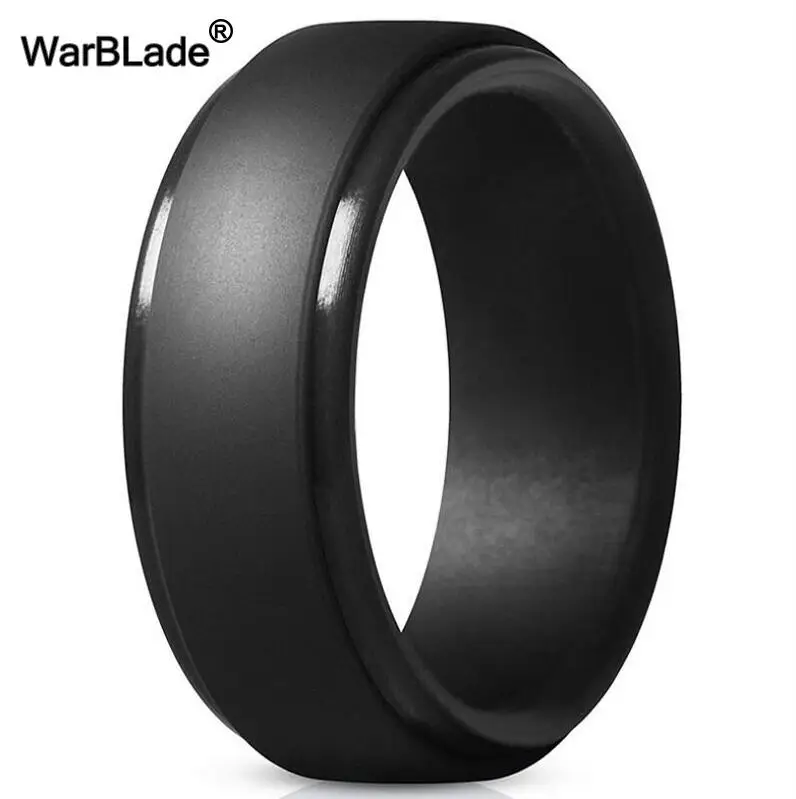 WarBLade пищевой FDA силиконовые кольца мужские свадебные резинки гипоаллергенные гибкие антибактериальные силиконовые кольца для пальцев - Цвет основного камня: Black