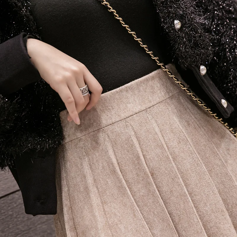 Настоящая фотография 2019 осень и зима новая Корейская шерстяная юбка ins Ультра