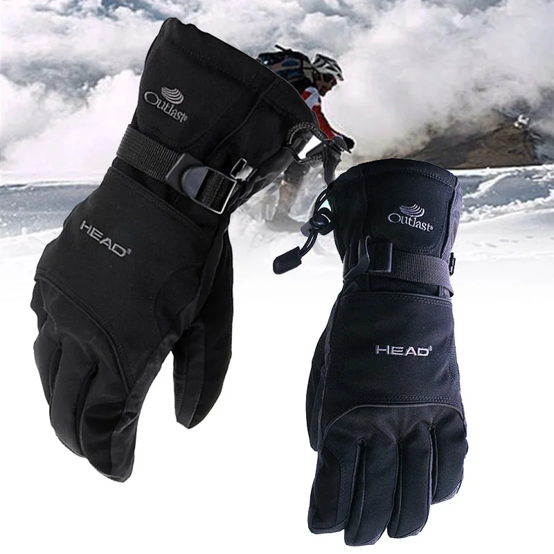 

HEAD Ski Gloves Waterproof -30C Degree Winter Warm Snowboard Gloves Men Women Motocross Windproof Cycling Motorcycle Glove