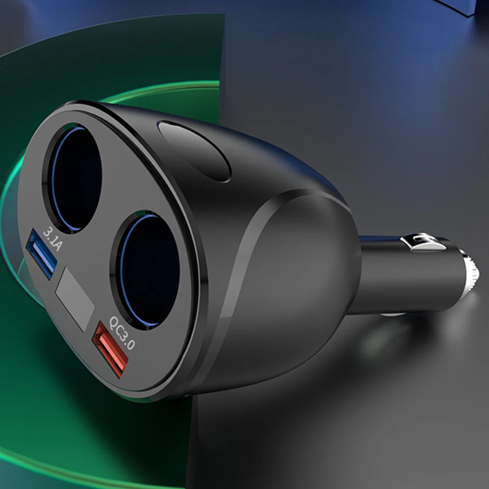 100W 2 Разветвитель Прикуривателя Зарядное устройство QC 3 0 двойной Порты USB 1