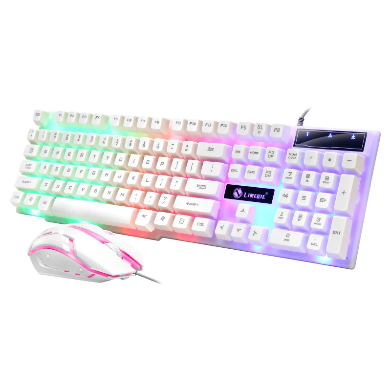 

Gaming Keyboard Mouse Combos USB Wired Rainbow Colorful LED Backlit Gaming Mouse and Keyboard Set Kit for Home Office Gamer