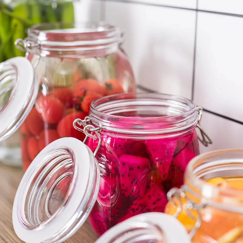 500ml-2000 мл, прозрачный стеклянный герметичный резервуар для кухни, разное зерно, фрукты, варенья, чайник для хранения листьев