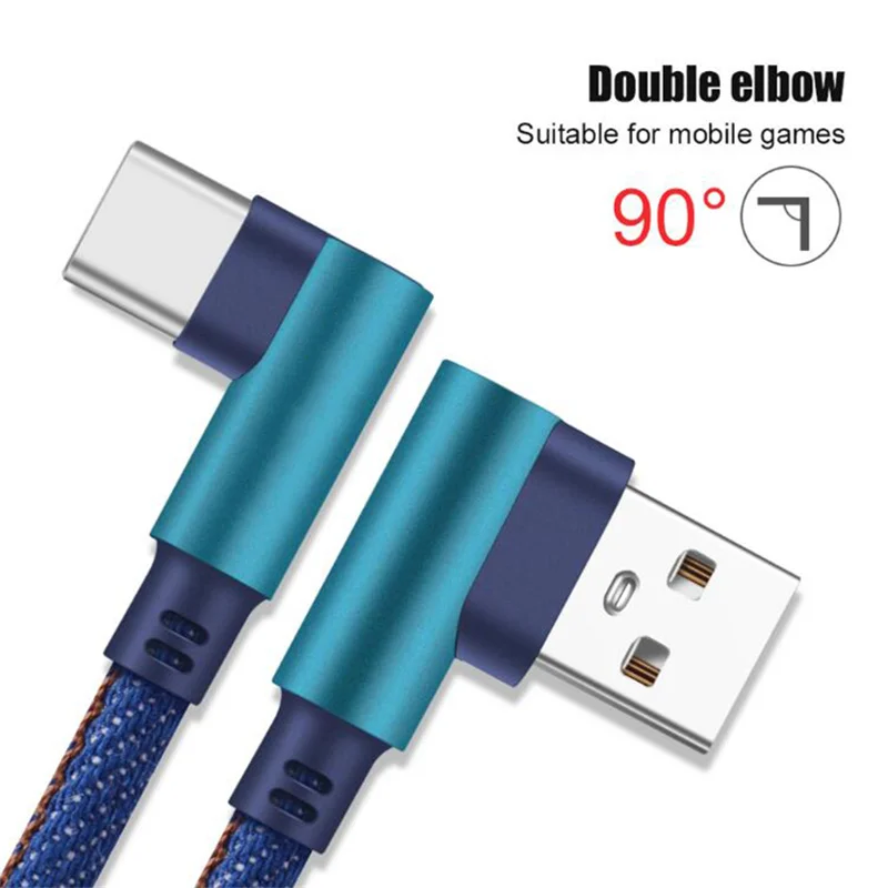 Кабель USB Type C 90 градусов кабель для быстрой зарядки Huawei P10 P20 P30 Pro Lite Samsung Redmi Note 7