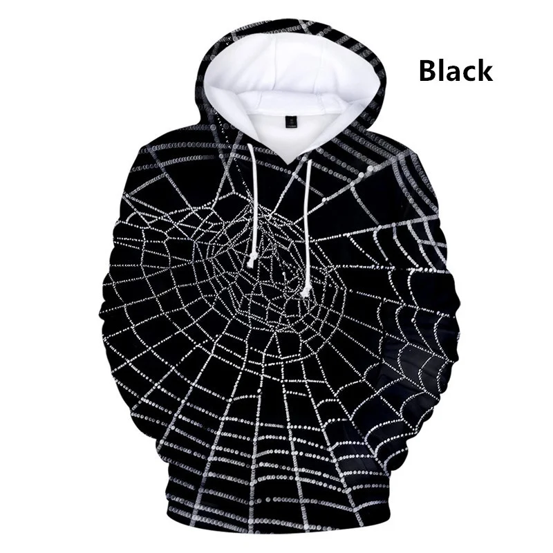 Забавный в виде скелета на Хэллоуин толстовки Spiderweb паутины пуловер Панк готика для мужчин и женщин зима осень костюм с черепами толстовки