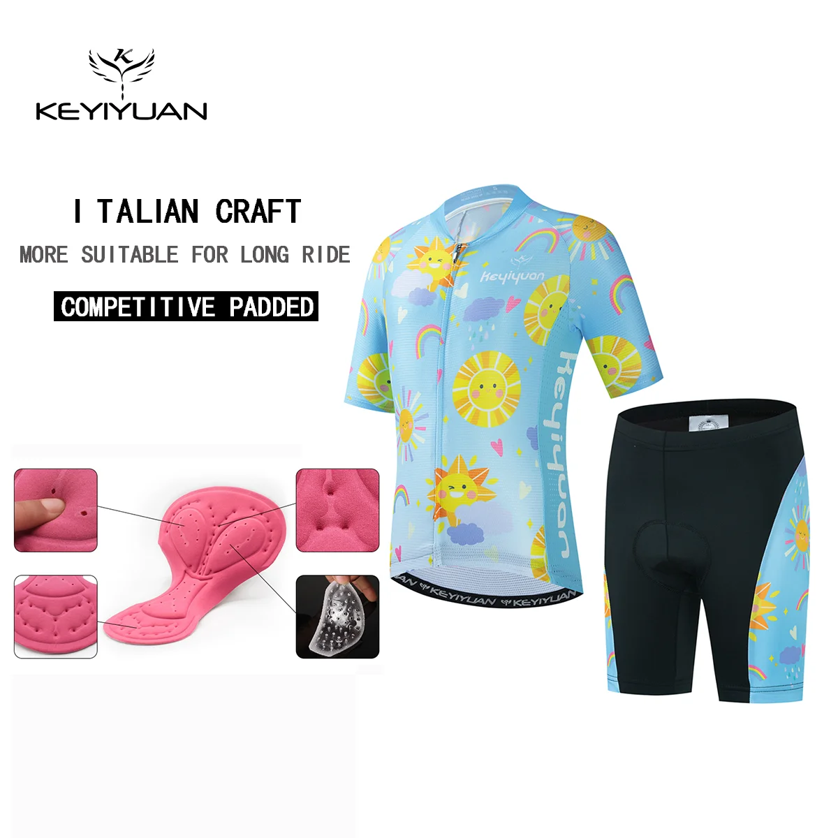 

KEYIYUAN 2022 новый детский комплект велосипедной майки с коротким рукавом, летний велосипедный костюм, детская велосипедная одежда, Велоспорт