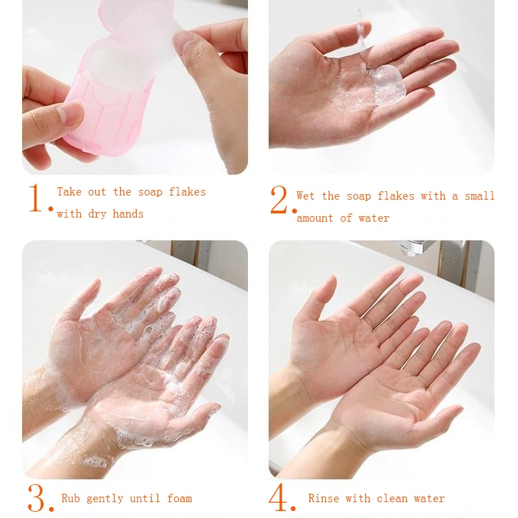 

Soap Paper Washing Hand Mini Soap Disposable Scented Slice Sheets Foaming Soap Case Paper 20Pcs/Set