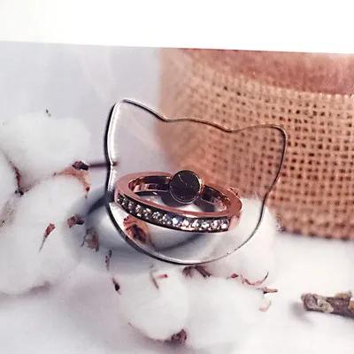 Rose Gold Прозрачный Универсальный металлический мобильный телефон кольцо-держатель на палец держатель Стразы подставка кошачья голова поддержка для iPhone для samsung - Цвет: Rose Gold