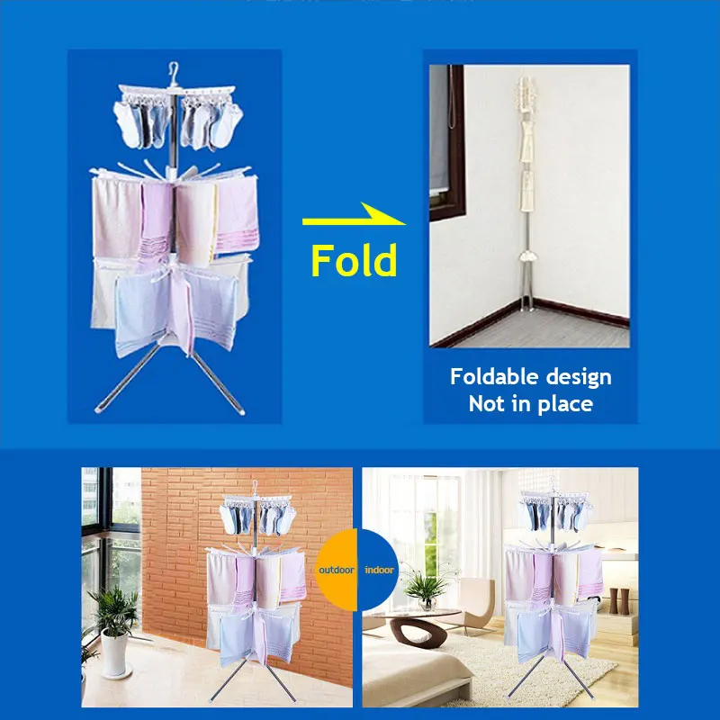 Вешалка для сушки одежды складная вешалка из нержавеющей стали белого/розового