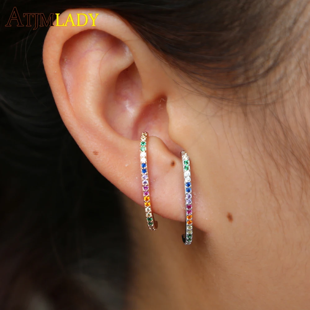 Серьги женские из серебра 100% пробы с разноцветными фианитами | Украшения и