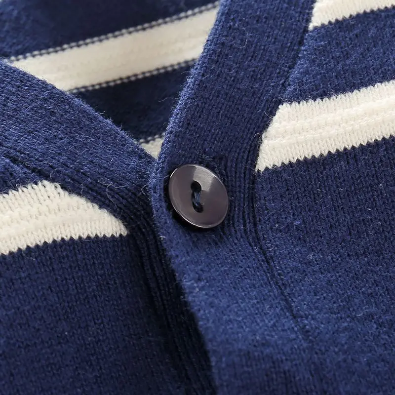 Осеннее пальто вязаный кардиган с длинным рукавом повседневный топ в полоску для