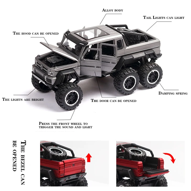 1:32 Масштаб AMG G63 6X6 пикап Внедорожник внедорожный металлический сплав модель автомобиля литые автомобили игрушки для детей Подарки для детей