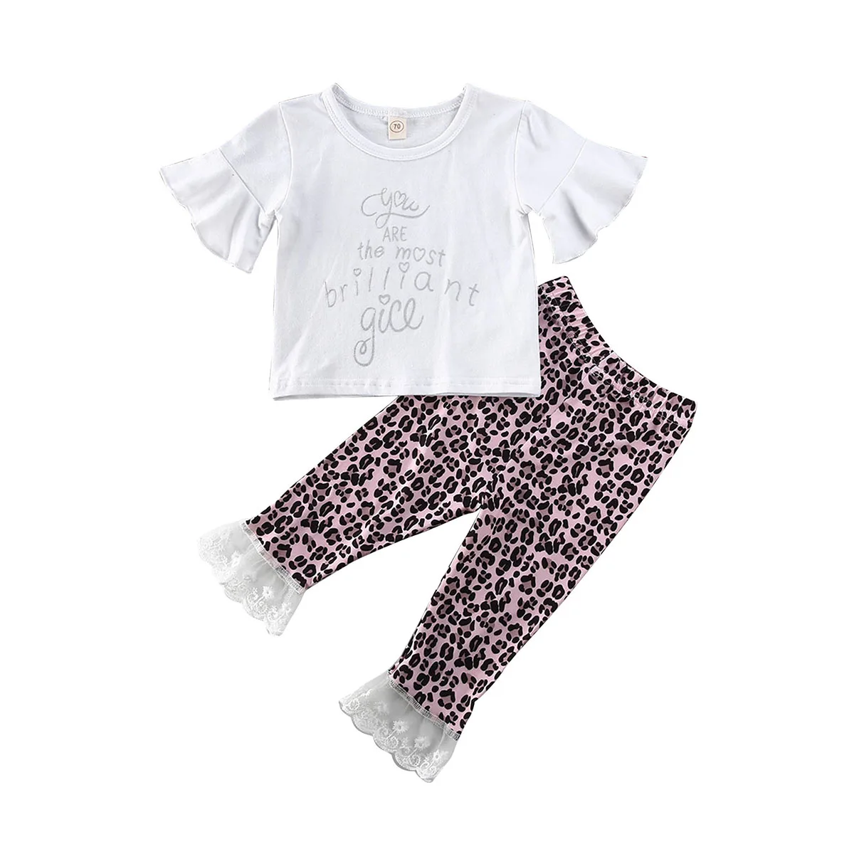 Комплект одежды из 2 предметов для маленьких девочек топ с короткими рукавами и