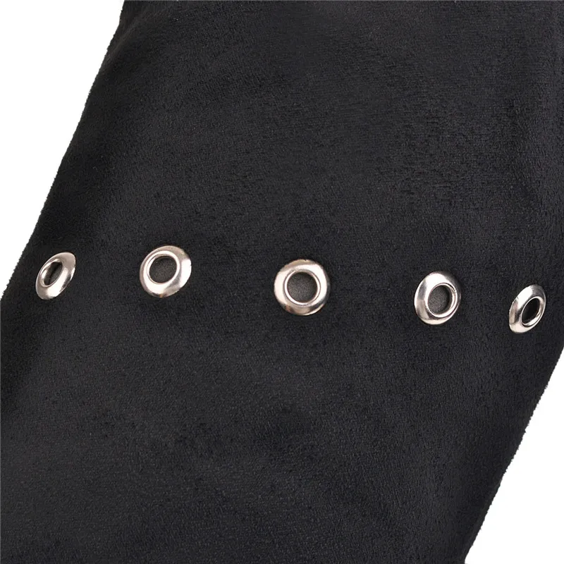 Женские сапоги из флока MORAZORA черные вечерние поги выше колена на тонком высоком