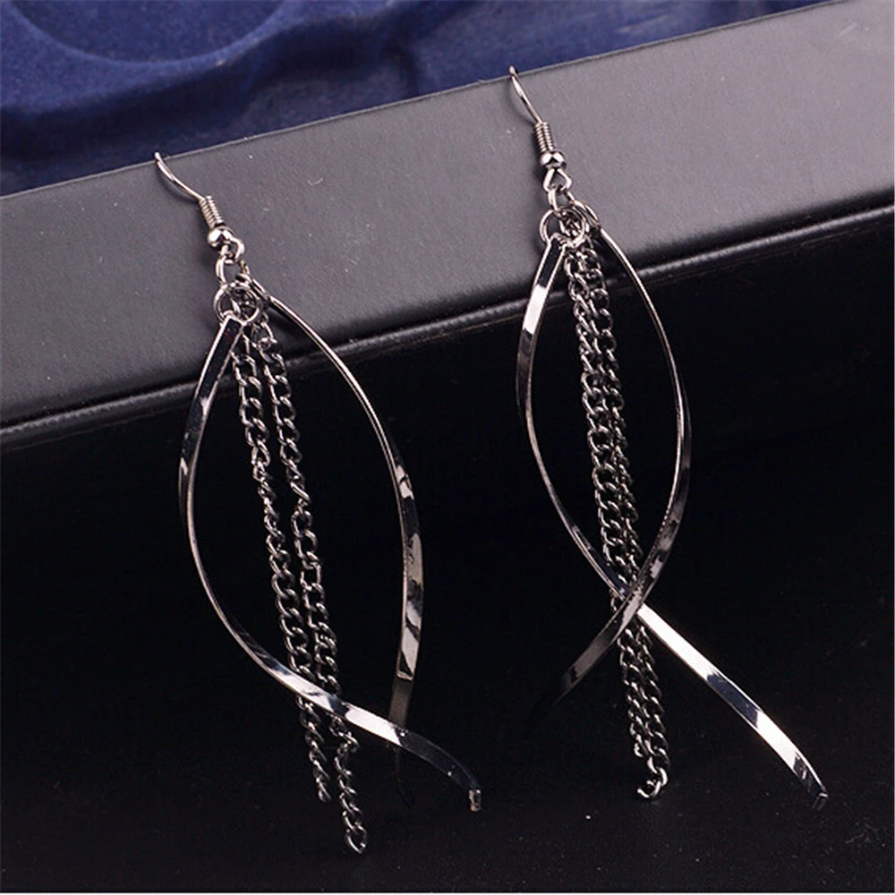 Длинные серьги подвески в стиле ретро золотого и серебряного цветов для женщин