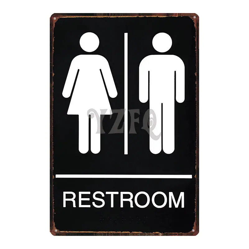 Notice Sign Restroom Poster Plaque Metal Vintage Exit Advertising Wall Poster Bar Shop Art Home Decor Cuadros DU-3300A - Color: DU-3309